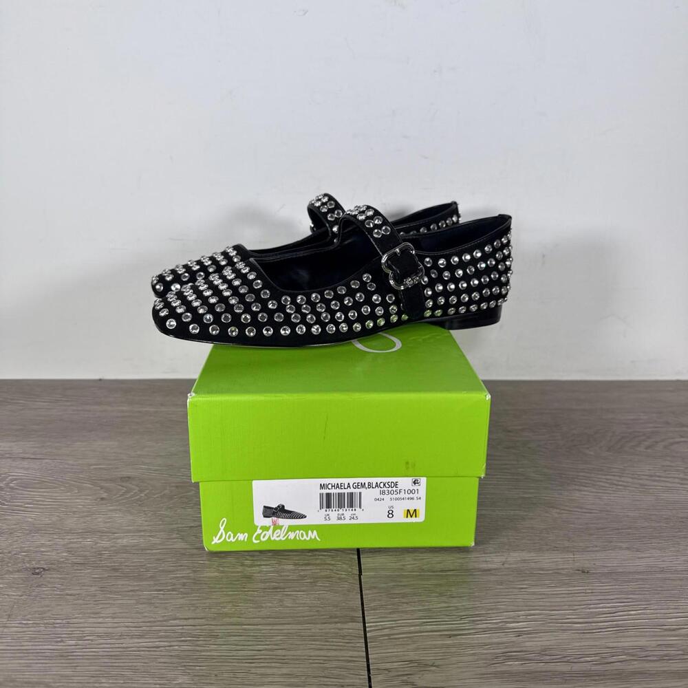 NEW  Sam Edelman Womens Michaela Gem Black Mary Janes Shoes Size 8 Medium